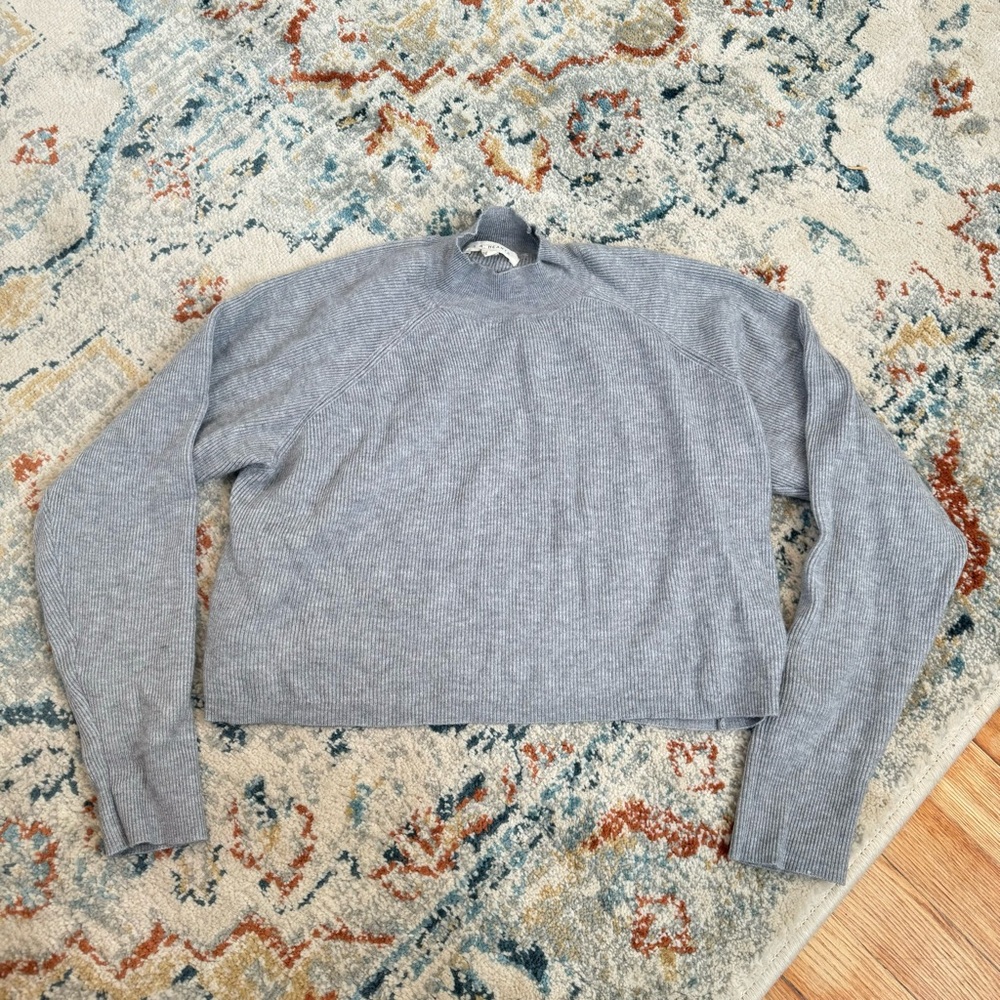 LA Hearts Women’s Grey Mock Neck Cropped Long Sleeve Sweater Size Medium